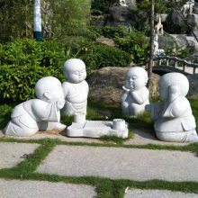 批发各种石雕小沙弥 寺院石头小和尚石雕