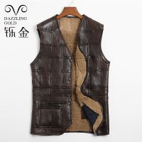 羊毛坎肩男原生态皮毛一体马甲秋冬绵羊皮V领***马甲加厚
