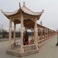 古典石材亭子生产厂家 现代双层晚霞红凉亭 上门安装
