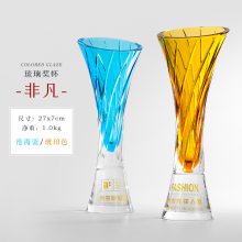 鼎阁 琉璃花瓶造型奖杯 抽象设计类奖品 科技公司颁奖晚会奖杯款式推荐