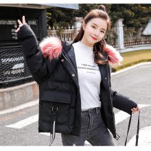 棉衣女中长款哪里有欧美加厚棉服毛领学院风棉衣批发哪里有冬季百搭时尚外套