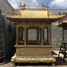 广州祠堂使用大号带盖长方形铜香炉 寺庙黄铜香炉多少钱一个