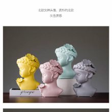 北欧风格创意雕塑摆件桌面 家居装饰陶瓷工艺品人物头像摆件