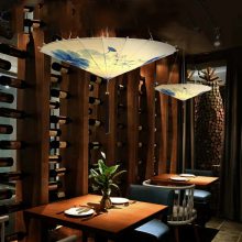 创意设计中国风系列古典中式伞花灯吊顶手绘图案装饰餐厅酒楼会所过道免费设计logo图案