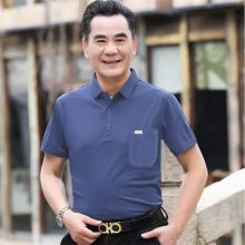 陕西西安老年男人短袖靓仔男装兰州中年纯棉刺绣polo衫