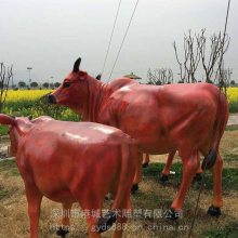 湖南玻璃钢黄牛雕塑 仿真动物大水牛奶牛开荒牛模型摆件