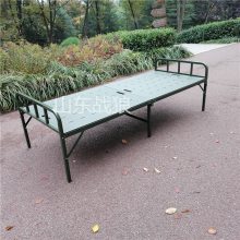 匠军户外折叠便携野营制式两折床 野战制式聚乙烯钢塑床