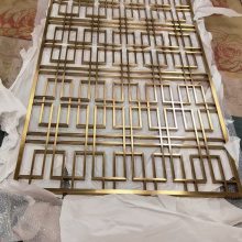 做旧仿紫铜不锈钢屏风 新中式古典金属镂空花格