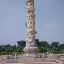 大理石石雕盘龙柱 户外罗马柱石雕 大型城市文化图腾柱