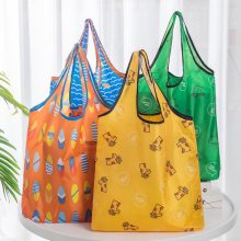 可折叠印花购物袋便携大容量袋子外出手提袋涤纶布背心袋定制批发