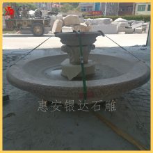 大型欧式石雕喷泉 喷水池雕塑 黄锈石花钵水钵 福建工厂定制批发