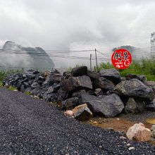 惠州枯山水黑山石置石 惠州黑山石厂家批发 园林黑山石水钵材料