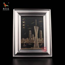 广州羊城风景画 赠送外国友人 故乡怀念纪念画手工雕相框