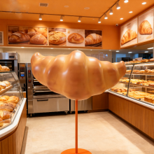 创意牛角包雕塑亮相，石壁程爵工艺引关注