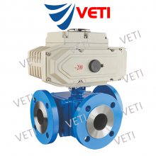 美国VETI/威迪品牌 进口电动三通球阀 内螺纹法兰Y型 碳钢不锈钢塑料