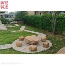 山东平面黄蜡石 花园酒店摆放石桌凳 黄蜡石平台石
