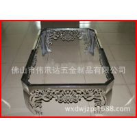 欧式雕花不锈钢茶几桌子 定做酒店不锈钢茶几架子  白钢茶几