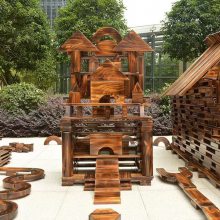 户外实木木制益智玩具超大型搭建区材料幼儿园教具早教炭烧积木