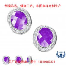 999银耳环饰品镶嵌彩色水晶宝石时尚简约个性化耳钉私人订购设计