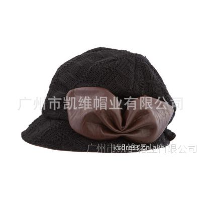 广东广州黑色韩版帽子 户外蝴蝶结帽 纯棉渔夫帽边帽广秋冬帽子