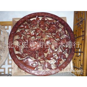 供应东阳木雕 深浮雕牡丹 实木雕刻工艺 北京雕刻厂 手工木雕品