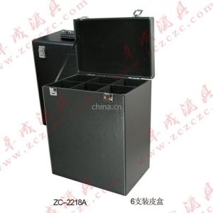义乌卓成酒具黑色六支装皮酒盒红酒包装盒