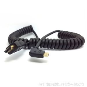 供应迷你miniHDMI90度弯头 弹簧线 高清线 单反相机专用线#