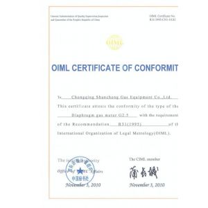 OIML CERTIFICATE OF CONFORMITY