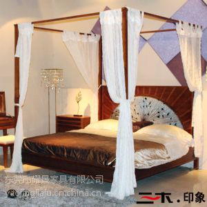 供应三木印象东南亚风格新床槟榔色水曲柳实木家具结婚床公主床双人床