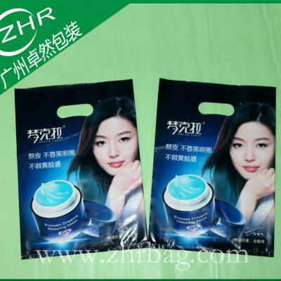 广州厂家供应订做化妆品牌密封袋 双面彩印塑料袋 PE冲孔塑胶袋 质量***