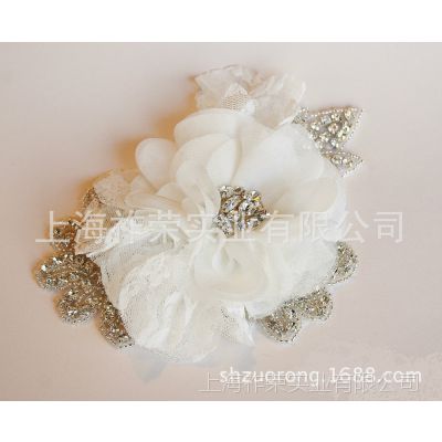 厂家定做新娘头饰 珠绣发饰 串珠发箍 手工布花发夹 亮片发带发圈