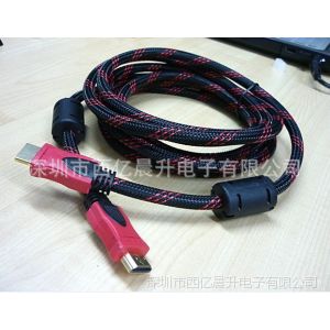 厂家直销供应 纯铜1.4版本hdmi高清连接线 包网带双磁环线.