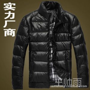 供应短款羽绒服男 新款韩版修身大码PU皮衣 男士羽绒服
