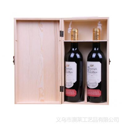 供应厂家定做双支实木酒盒 翻盖双支实木酒盒 松木翻盖双支实木酒盒