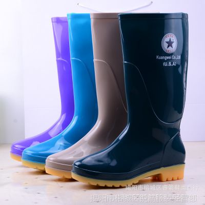 工厂直销时尚雨鞋防滑牛筋雨靴 保暖防水劳保雨鞋 高筒耐磨水鞋