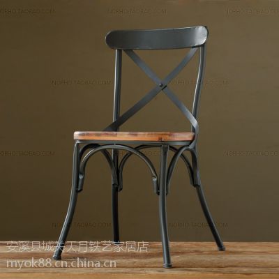 厂家直销办公单人电脑椅不带扶手 金属铁艺实木椅子餐椅整装
