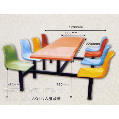 供应多款任选 八人玻璃钢快餐桌 学校食堂连体快餐桌TC-S003