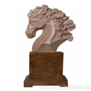供应新古典砂岩仿古马头树脂工艺品小雕塑摆件 马到成功办公摆饰