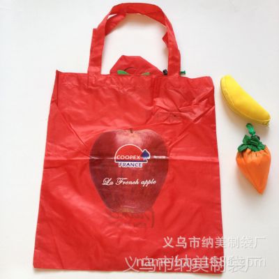 红苹果造型手提折叠袋 平安夜活动礼品布袋 热转印水果购物袋订做