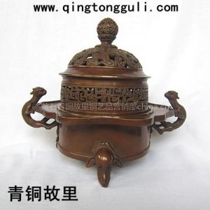 大冶青铜器，仿古铜工艺品，黄石礼品，紫铜五福香炉