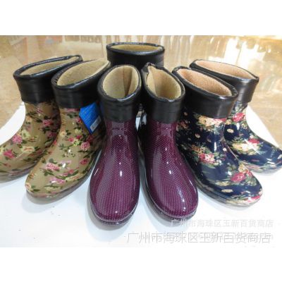 双钱女式中筒加绒保暖雨鞋棉水鞋雨靴女士时尚胶鞋套鞋防滑雪地靴