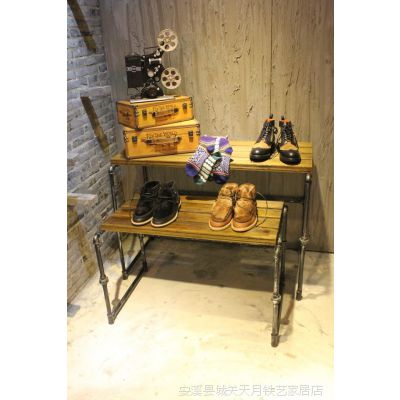 美式铁艺做旧水管服装展示架 鞋架 复古货架loft美式乡村工业风格