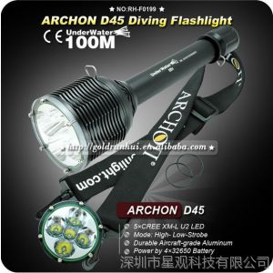 供应ARCHON D45潜水手电筒 5核U2 LED手电筒 ***光 5000流明 水下灯