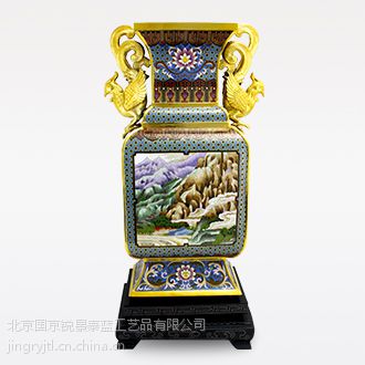 京锐景泰蓝20寸佳景四方尊