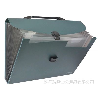 得力5557风琴包 12格事务包 A4软手把手提式公文包文件包资料包