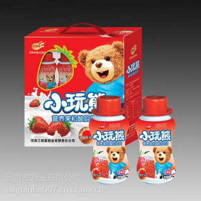 供应牛奶招商代理小玩熊儿童营养果粒酸奶草莓味