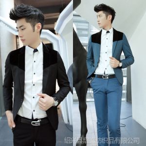 供应秋冬毛呢西服拼接男士韩版修身西装 男装2013英伦潮男小西装便西