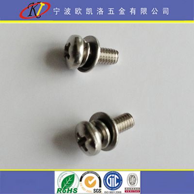 供应宁波欧凯洛 不锈钢盘头弹垫平垫三组合螺丝