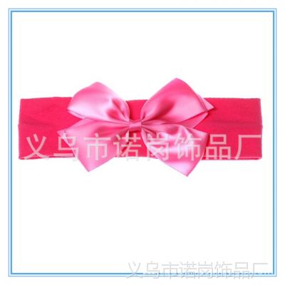 供应韩版可爱粉色蝴蝶结儿童弹力尼龙发带头带 环保材质