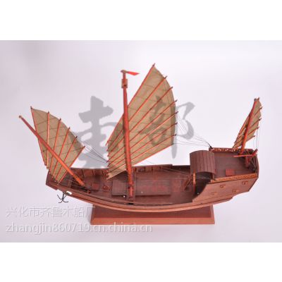 纯手工木质工艺品 木质船模 郑和战船模型